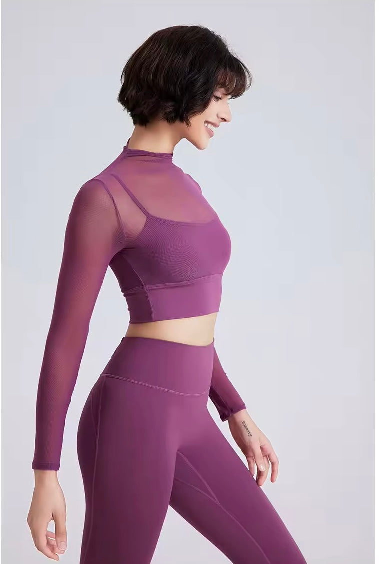 Women’s Two-Piece Set - Super Stretch & Breathable Outfit - VIOLET