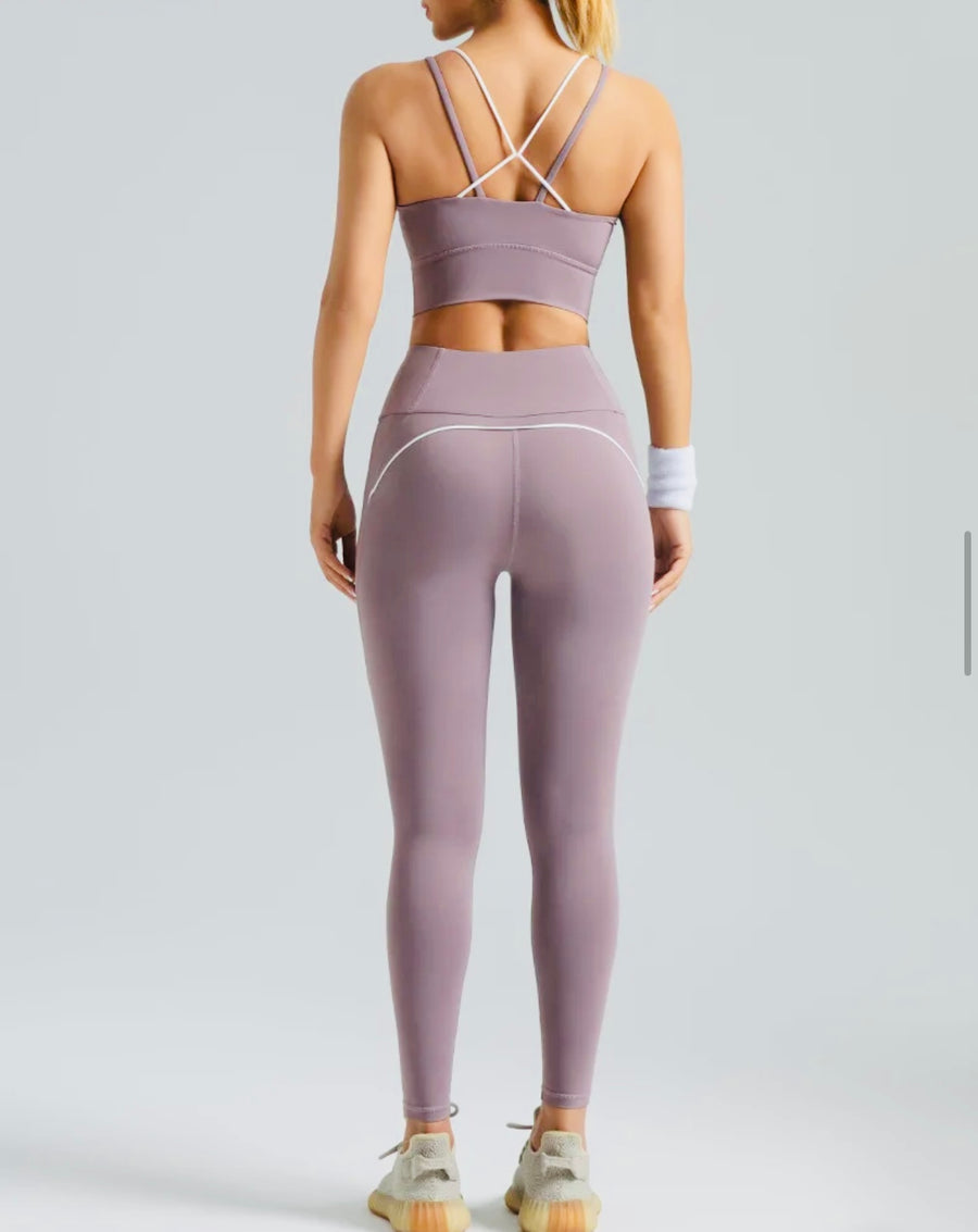 High-Elastic Lycra Yoga Set - Quick-Drying & Breathable Activewear - LILAC