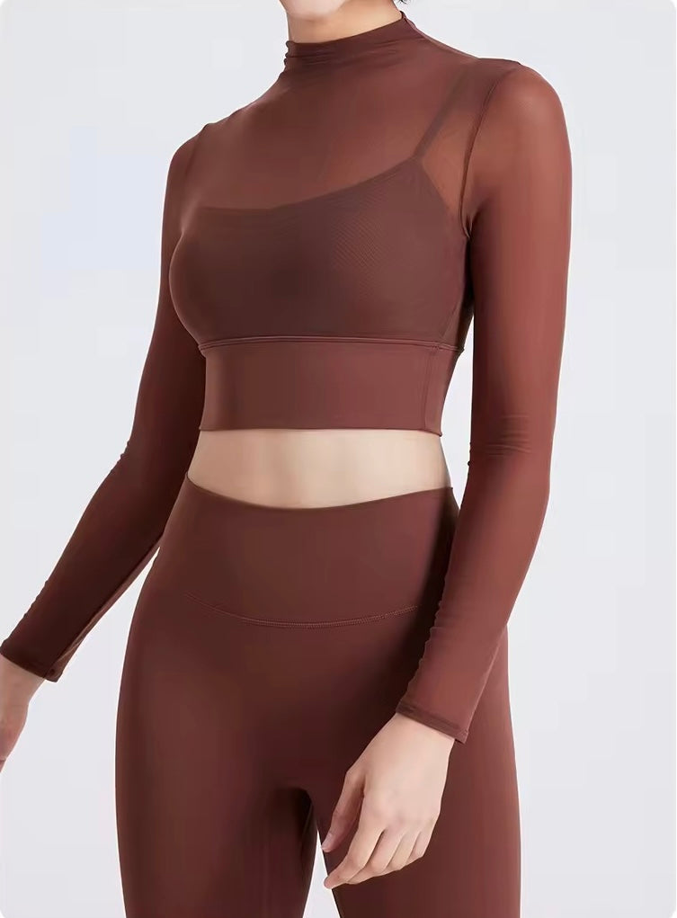 Women’s Two-Piece Set - Super Stretch & Breathable Outfit - MOCHA