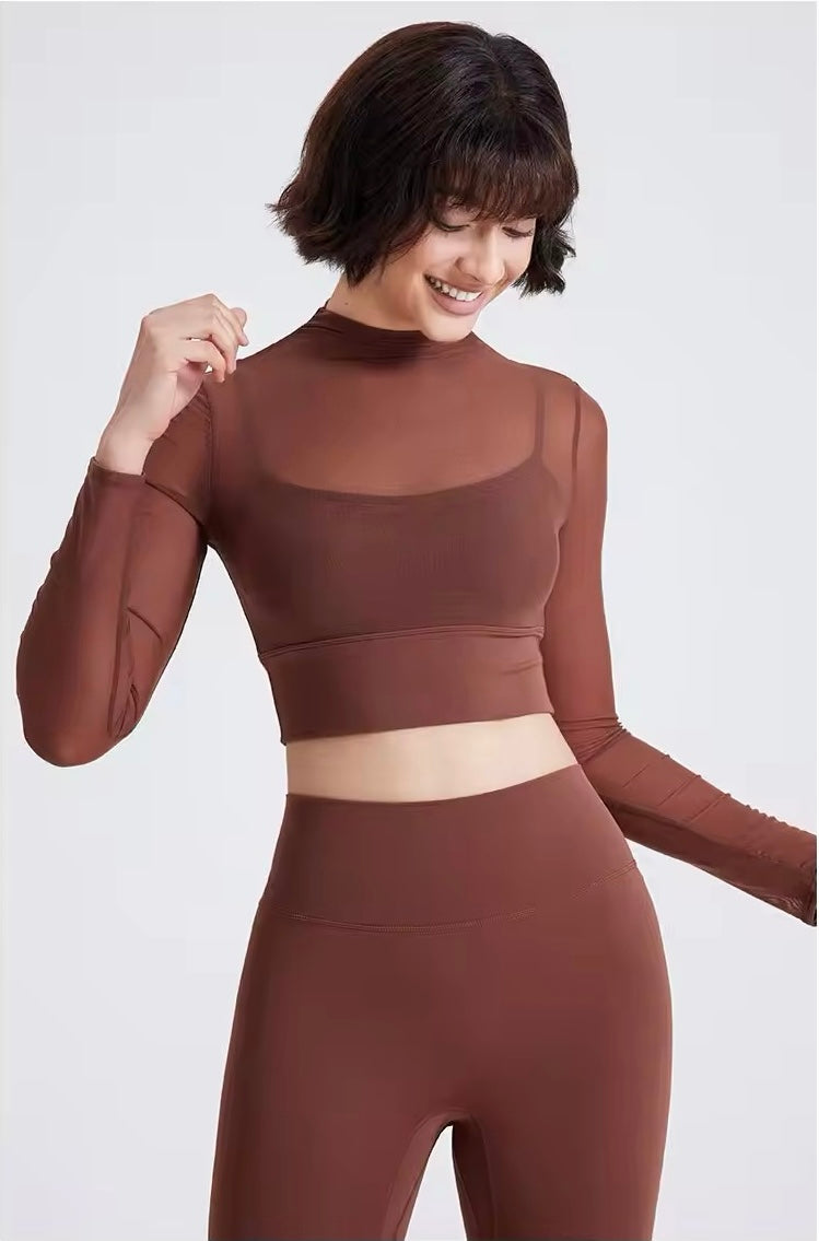 Women’s Two-Piece Set - Super Stretch & Breathable Outfit - MOCHA