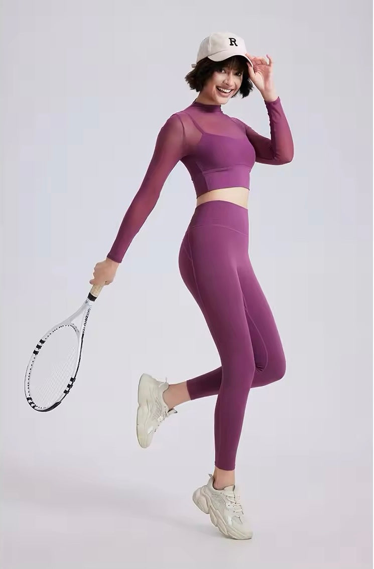 Women’s Two-Piece Set - Super Stretch & Breathable Outfit - VIOLET